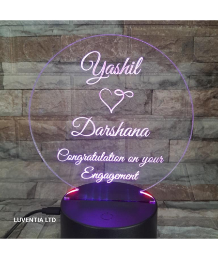 Round Plain + Text - Led Lamp Engraving(15cm)